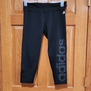 ADIDAS Climalite Women's L (16-18) Black Athletic Pant Yoga Capri Gym Leggings